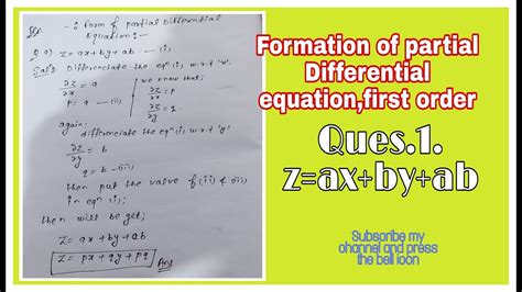 Mathematics Formation Of Partial Differential Equation First Order