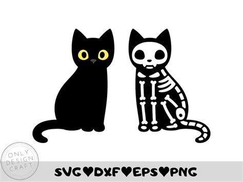 Black Cat Svg Skeleton Cat Svg Halloween Cat Svg Funny Kitten Svg