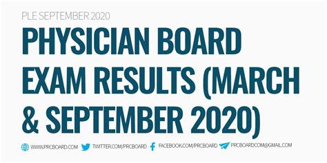 Ple Results Passers March 2020 And September 2020 Physician Board Exam