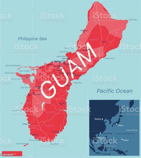 Guam Detailed Editable Map Stock Illustration Download Image Now