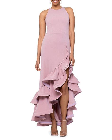 Betsy And Adam Tiered Ruffle Scuba Crepe Dress In Pink Lyst