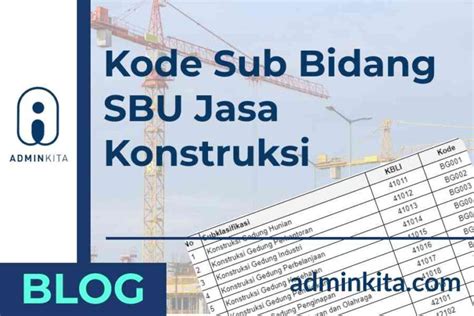 Kode Sub Bidang Sbu Jasa Konstruksi