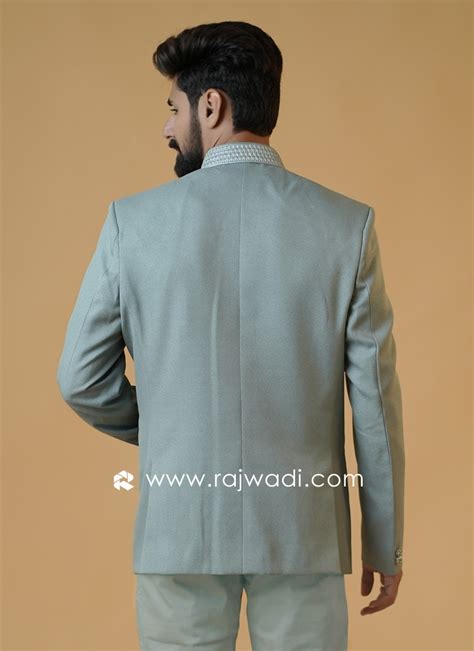 Imported Pista Green Color Asymmetric Jodhpuri Suit