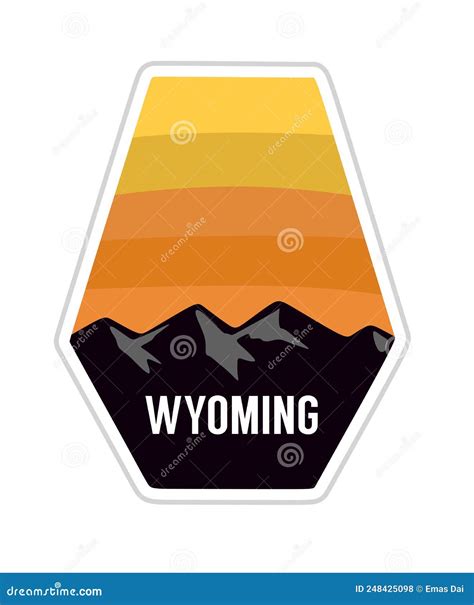 Wyoming With Mountain Silhouettes In Black Stock Vector Illustration