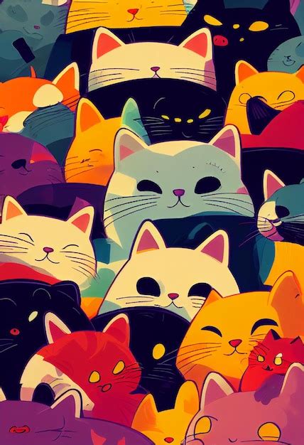 Premium Ai Image Group Of Cute Cats For Wallpaper And Graphic Designs