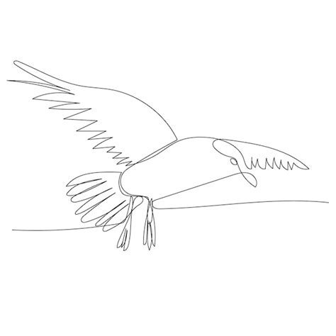 Vecteur Sur Fond Blanc Un Dessin Au Trait Continu D Un Oiseau Qui Vole