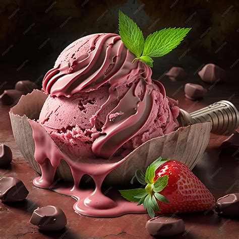 Premium Photo Refreshing Strawberry Chocolate Ice Cream