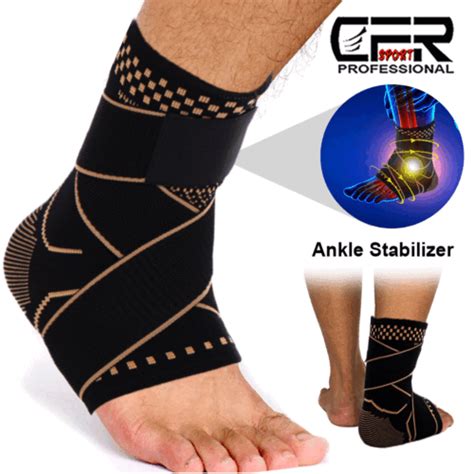 Copper Compression Ankle Brace Foot Heel Sleeve Arthritis Pain Relief