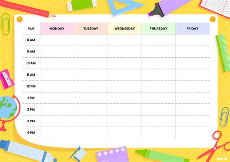 School Timetable | Landscape for Teachers | Perfect for grades 3rd, 4th ...