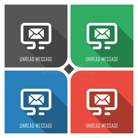 Icono Plano Del Vector Del Mensaje Unread En Fondo Colorido Iconos