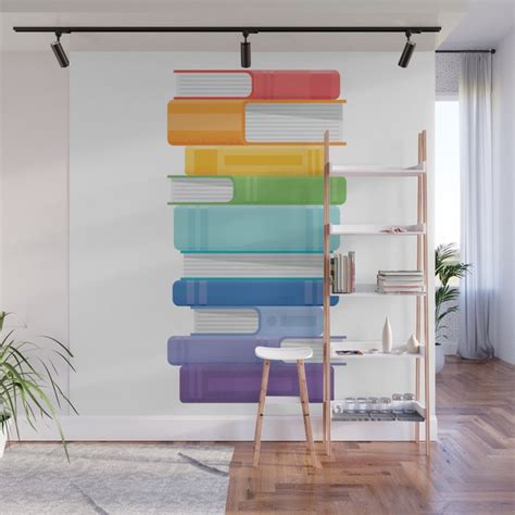 Rainbow Bookstack Wall Mural By Palettetwofive Society