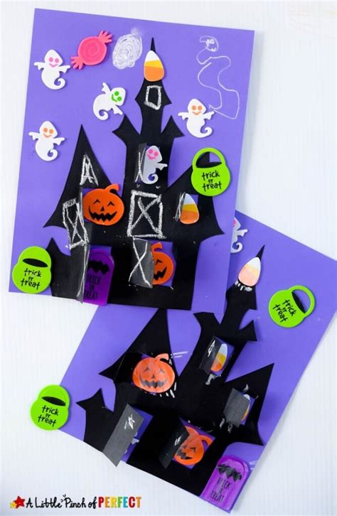 Haunted House Halloween Kids Craft with Free Template - A Little Pinch ...