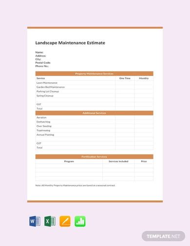 Landscape Estimate Examples Format How To Create Pdf