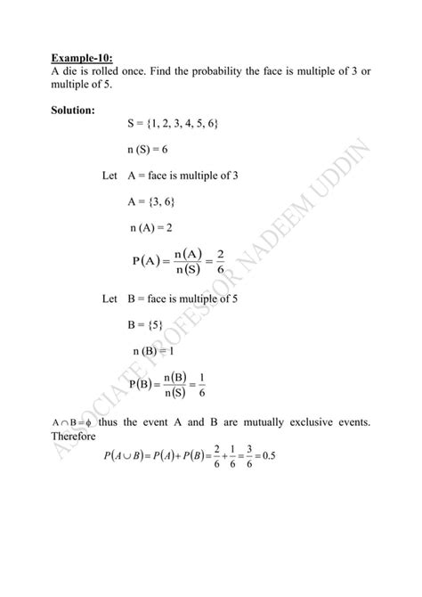 Probabilitymutually Exclusive Events Pdf