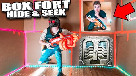 Box Fort Nerf Hide And Seek Challenge In The Worlds Biggest Box Fort