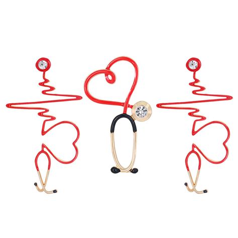 Medical Nurse Badge Heartbeat Brooches Stethoscope Pin 3pcs Ebay