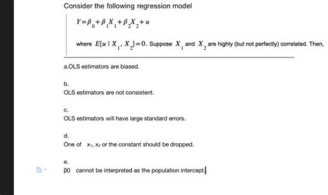 Answered Consider The Following Regression Model… Bartleby