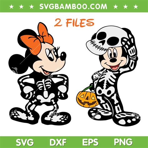 Mickey And Minnie Mouse Skeleton Costume SVG