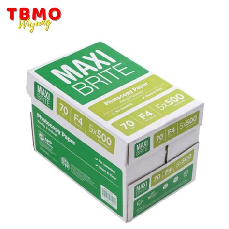 Jual TBMO 5 RIM Kertas HVS F4 MAXI BRITE 70gr 1 Dus HVS Maxi Brite F4