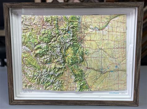 Custom Framed Topographic Map Of Colorado Using Museum Glass And