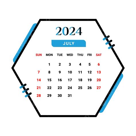 Gambar Kalender Bulan Juli 2024 Dengan Gaya Geometris Biru Langit Dan Hitam Vektor Kalender