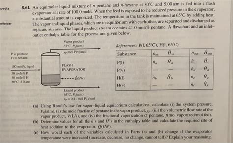 Solved 8 61 An Equimolar Liquid Mixture Of N Pentane And Chegg