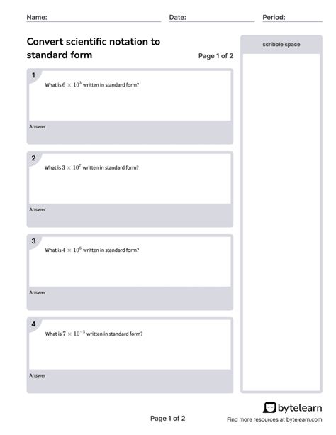 Convert Scientific Notation To Standard Form Worksheets PDF 8 EE A 3