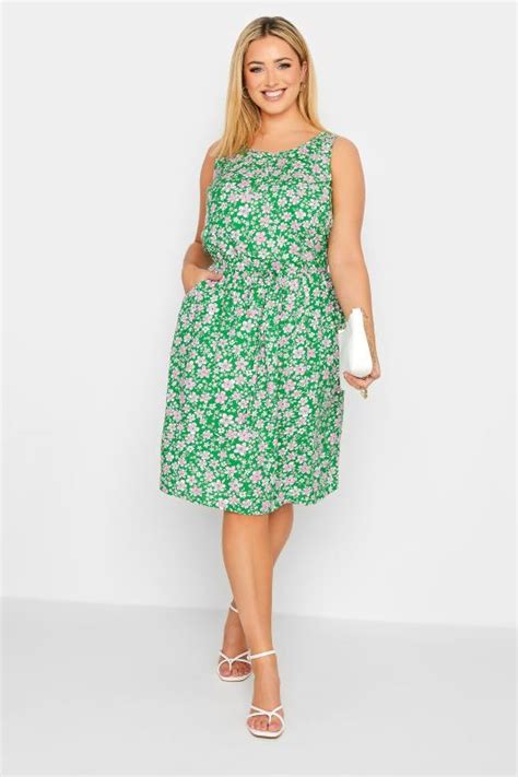 Yours Curve Plus Size Green Floral Ditsy Print Mini Dress Yours Clothing