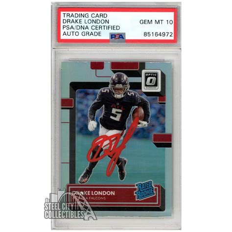 Drake London Autograph Panini Optic Holo Autograph Rookie Card