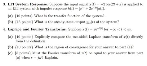 Solved Lti System Response Suppose The Input Signal X T Cos