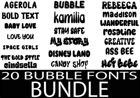 20 Bubble Fonts Bundle , Bubble Font Bold Handwritten Font, Smooth Font ...