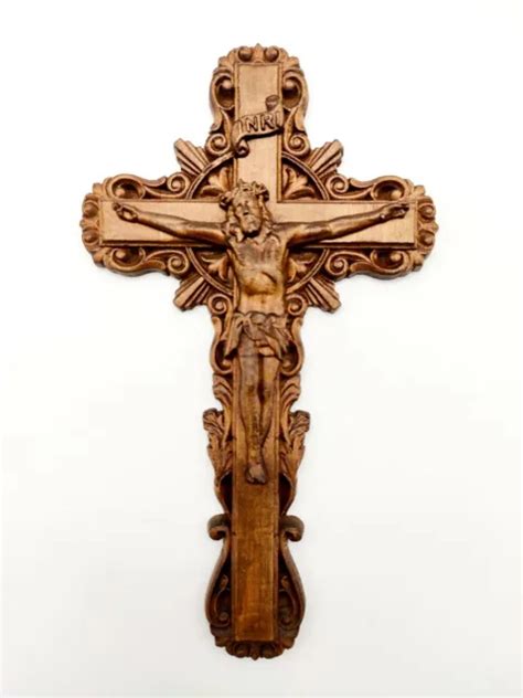 Wooden Cross Crucifix Jesus Christ Carved Wooden Cross Wall Cross Wood