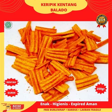 Jual Snack Kiloan Makanan Ringan Cemilan Keripik Kentang Iris Balado