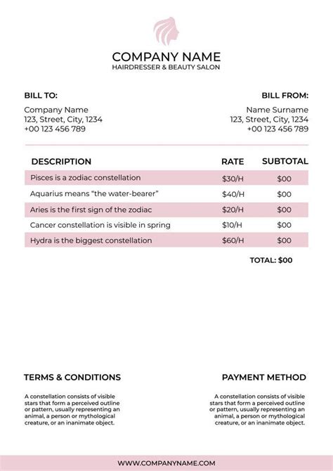 Hair Salon Invoice Template