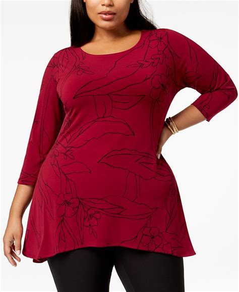 Alfani Plus Size Printed 34 Sleeve Tunic Created For Macys Macys