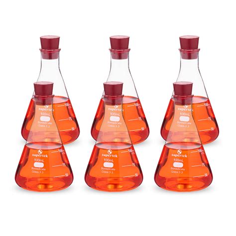 Buy Supertek Pack Of 6 100 Ml Transparent Conical Flask With Rubber