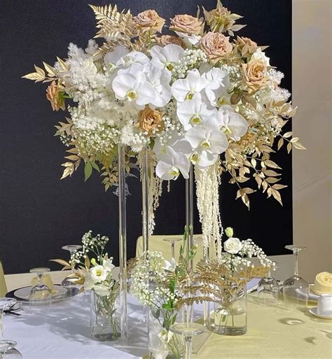 Leblett Pcs Gold Centerpieces For Table In Tall Trumpet Vasefor