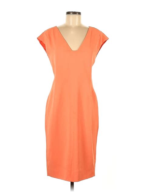 Rachel Roy 100 Polyester Solid Orange Casual Dress Size 8 83 Off