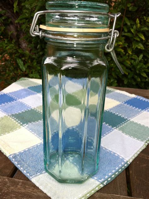 Vintage Octagonal Hermetic Glass Canning Jar With Metal Clasp Etsy