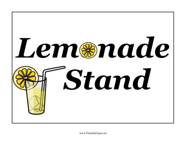 Printable Lemonade Stand Sign