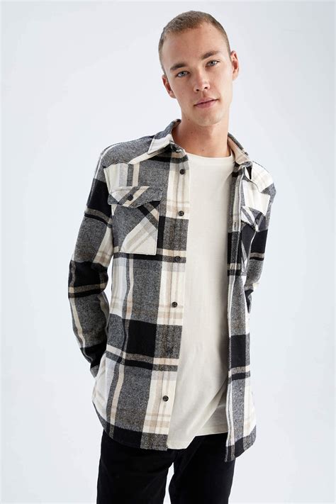 Grey MAN Regular Fit Woodcutter Plaid Long Sleeve Shirt 2643891 DeFacto