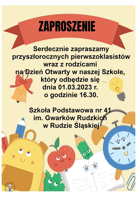 Zapraszamy na Dzień Otwarty Szkoła Podstawowa nr 41 w Rudzie Śląskiej