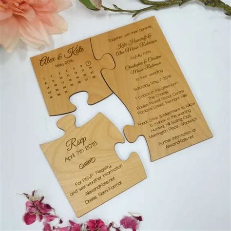 Puzzle En Bois Grav Pour Faire Part De Mariage Avec Sauvegarde De La