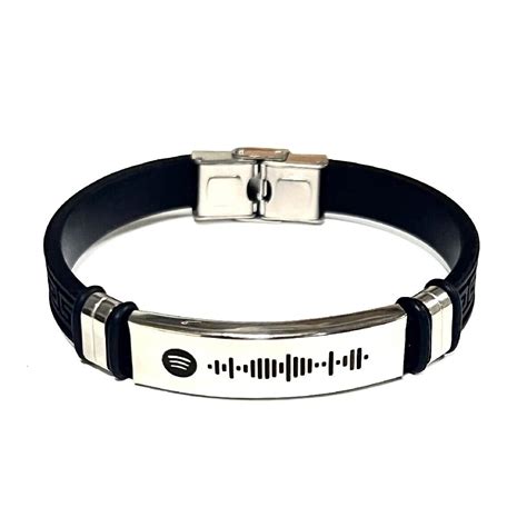 Pulsera Spotify En Acero Inoxidable Plata Manija Neopreno Tienda