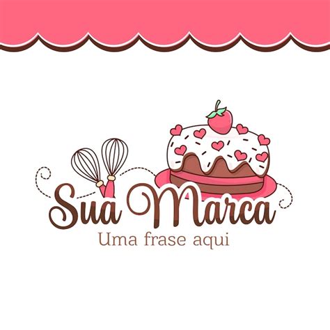 Logotipo De Bolo Doce Kawaii Vector Vetor Premium