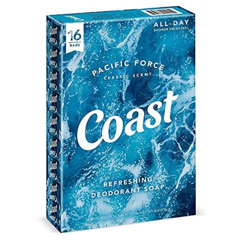 Coast Refreshing Deodorant Soap Bar 16 Bars Bath Odor Control Classic Pacific Force Scent