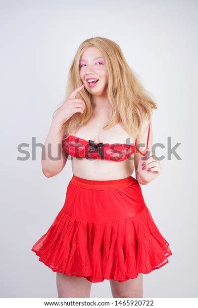 Plus Size Fashion Model Red Lingerie Stock Photo Shutterstock