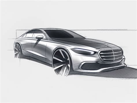 Mercedes Benz New S Class Design Sketch Car Body Design