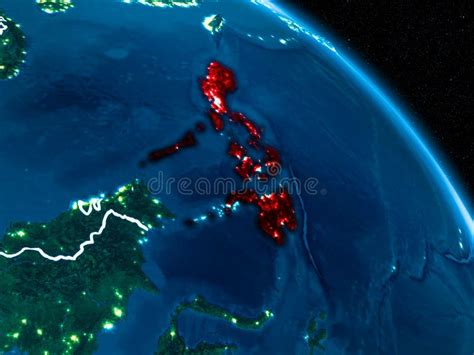 Satellite View Of Philippines At Night Stock Image Image Of Political