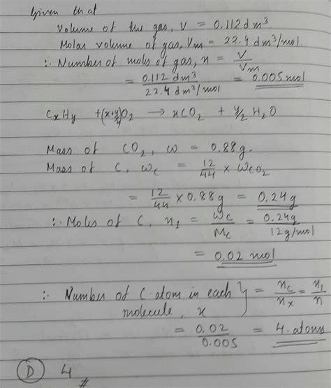 A Gaseous Hydrocarbon X Was Burnt In Excess Of Oxygen A Dm